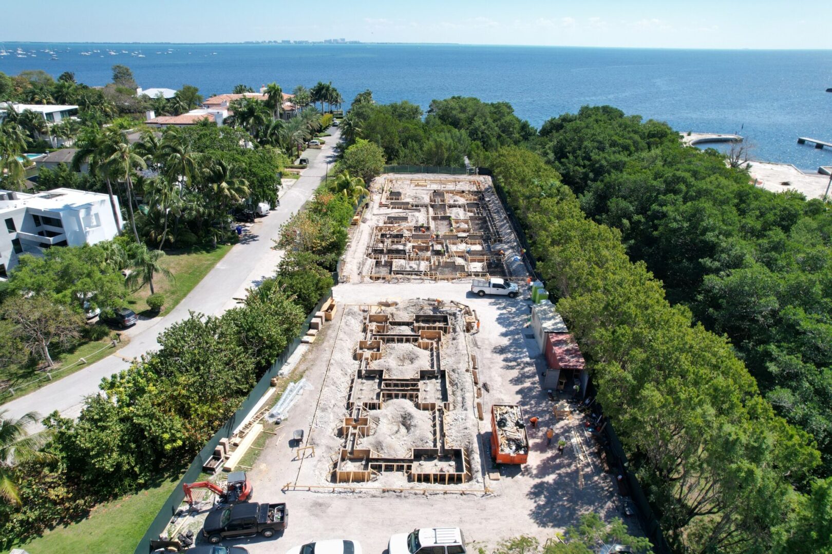 An ariel view of the construction site