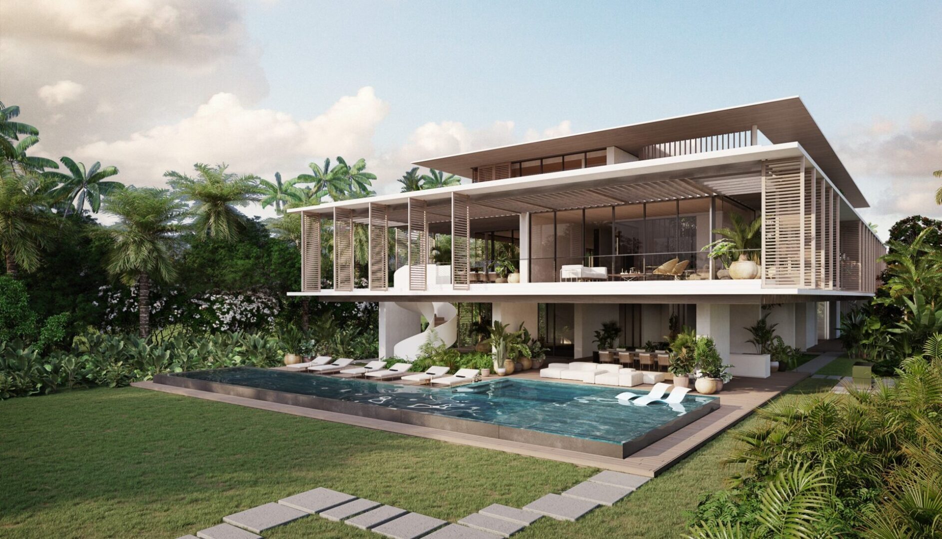 A beautiful villa with a swimming pool